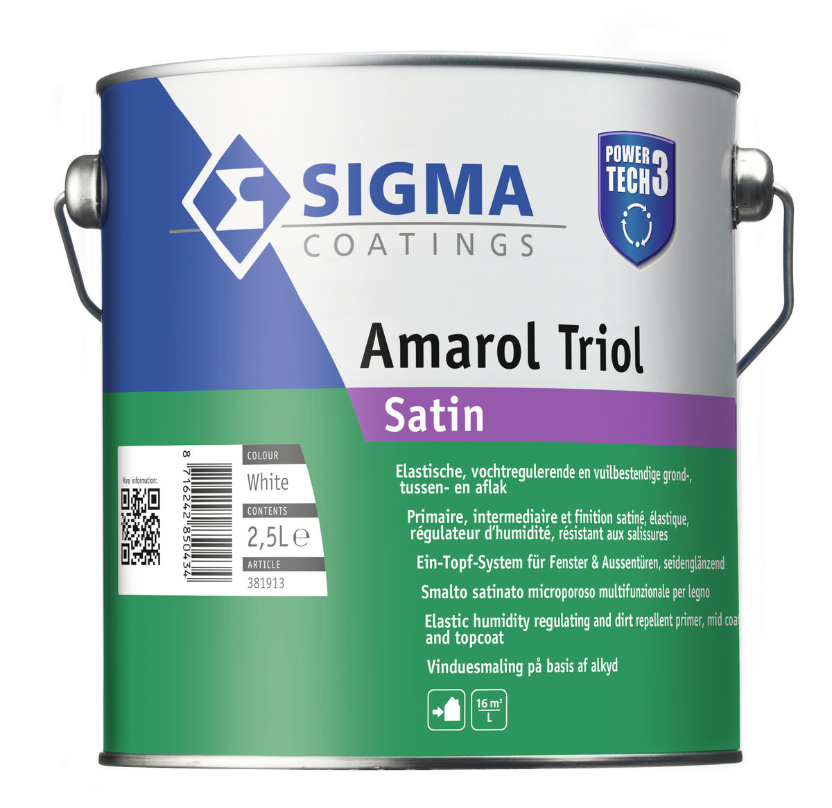 SIGMA AMAROL TRIOL SATIN BLANC 2,5L, Debrico magasin de matériaux de construction sur Bruxelles