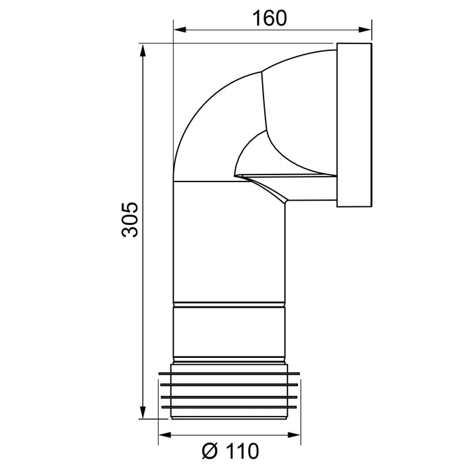 PIPE WC RIGIDE COUDEE LONGUE D110MM, Debrico, magasin de matériaux de construction sur Bruxelles