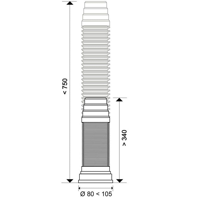 EXTENDABLE PIPE L650MM METAL FRAME Ø93 / Ø100 and Ø110 mm
