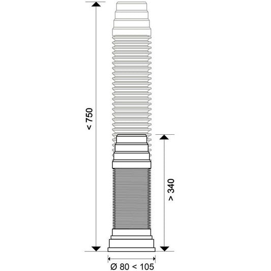 PIPE EXTENSIBLE L650MM ARMATURE METAL Ø93 / Ø100 et Ø110 mm