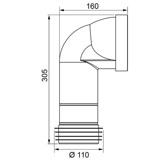 PIPE WC RIGIDE COUDEE LONGUE D110MM