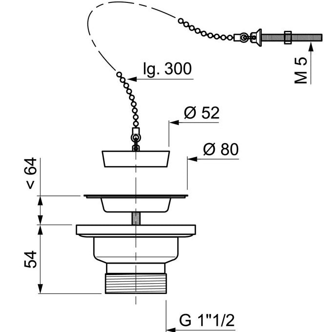 SINK PLUG PLUG FOR GRES D60 SINK WITHOUT OVERFLOW