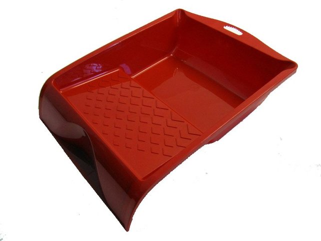 Debrico, magasin de matériaux de construction sur Bruxelles, BAC A PEINDRE PLASTIQUE ROUGE 15,5 x 30 cm,