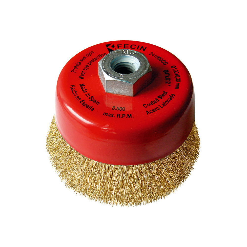 Debrico, magasin de matériaux de construction sur Bruxelles, BROSSE F-24 Ø125/M14/0,30 / ACIER LAITON, BLISTER PACK,