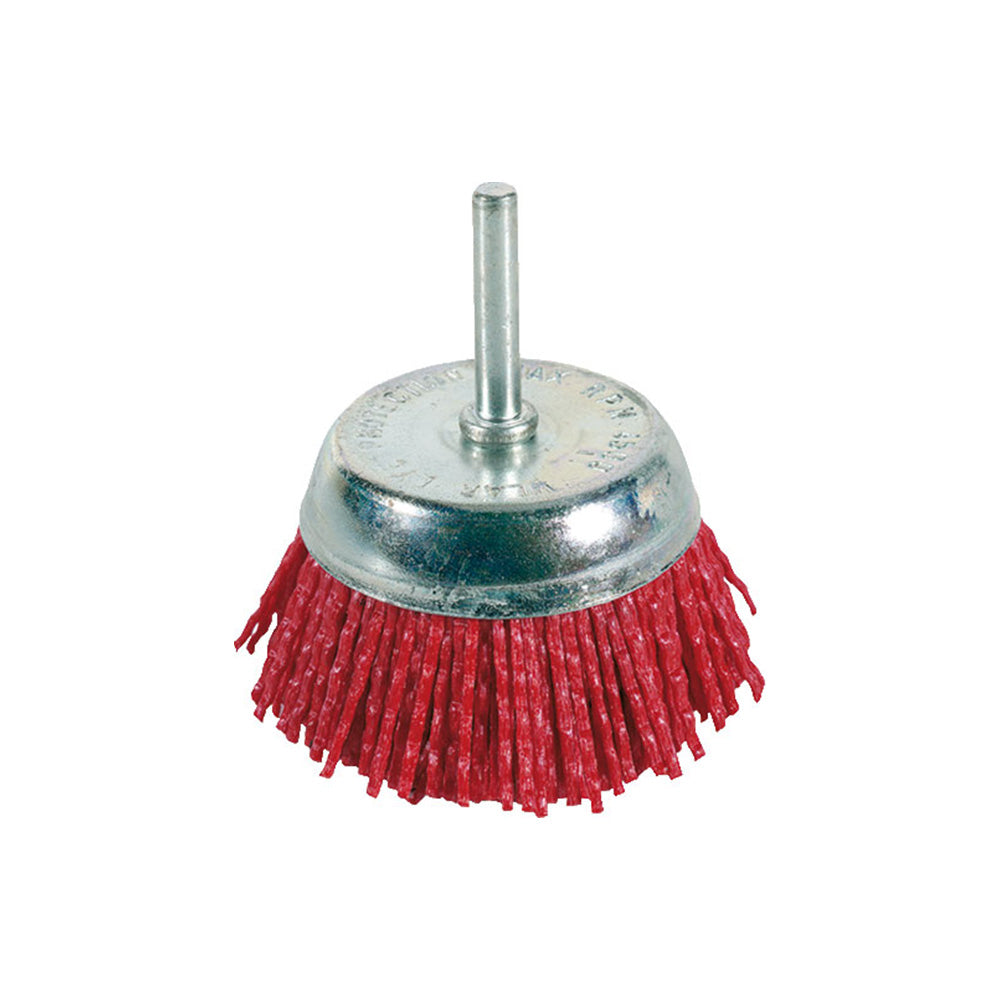 Debrico, magasin de matériaux de construction sur Bruxelles, BROSSE SOUCOUPE FIL NYLON FTA Ø 75 MM, TIGE 6 MM / BLISTER PACK,