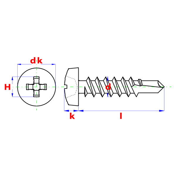 Vis autoforante DIN 7504M-H Ø4,20x13 Zn, Debrico, magasin de matériaux de construction sur Bruxelles