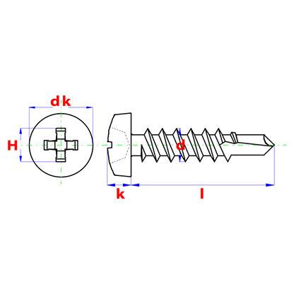 Vis autoforante DIN 7504M-H Ø4,20x13 Zn, Debrico, magasin de matériaux de construction sur Bruxelles