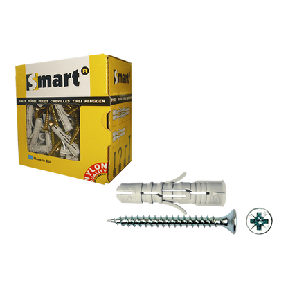 Cheville SMART nylon gris +vis TF Ø5x60 50 pcs, Debrico, magasin de matériaux de construction sur Bruxelles