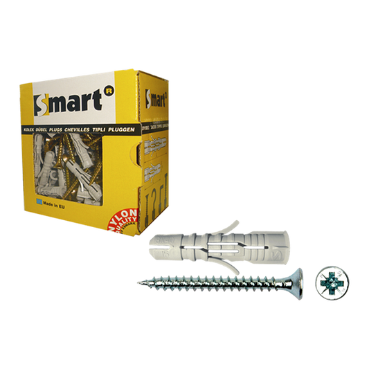 Chev. SMART nylon +vis hex. Ø6x60 NZN 25 pcs, Debrico, magasin de matériaux de construction sur Bruxelles