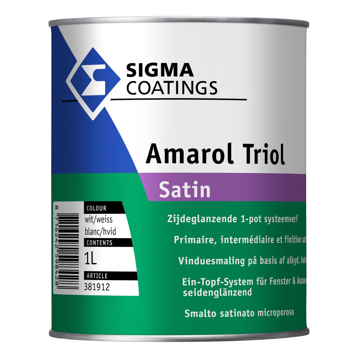 SIGMA AMAROL TRIOL SATIN BLANC  1L, Debrico magasin de matériaux de construction sur Bruxelles