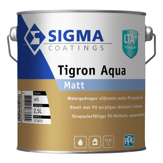 SIGMA TIGRON AQUA MATT BLANC 2,5L,Debrico magasin de matériaux de construction à Bruxelles 