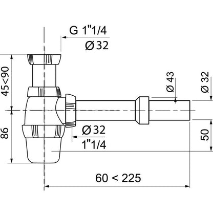 SP3157 SIPHON DE LAVABO REGLABLE NF AVEC TUBE DE SORTIE, Debrico, magasin de matériaux de construction sur Bruxelles
