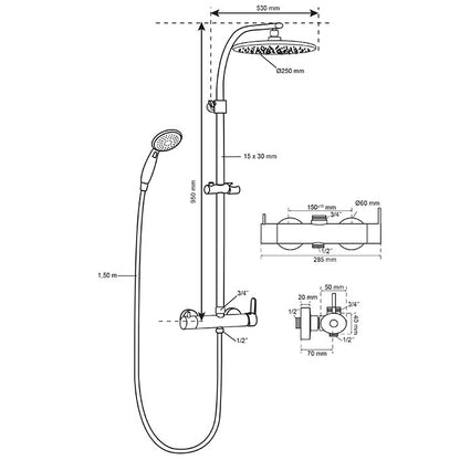 COLONNE DE DOUCHE SIENA TOUCH AVEC MITIGEUR MÉCANIQUE EN LAITON