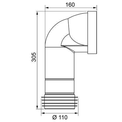 PIPE WC RIGIDE COUDEE LONGUE D110MM