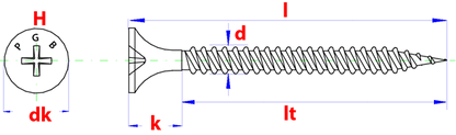 Vis montage rapide PGB "S" 3,5x45 phos., Debrico, magasin de matériaux de construction sur Bruxelles