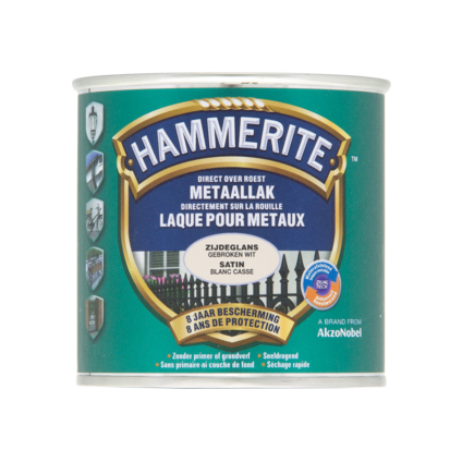 HAMMERITE LAQUE SATINEE 0.75L BLANC CAS, Debrico, magasin de matériaux de construction à Bruxelles