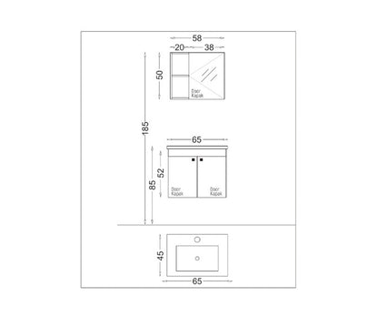 Debrico, magasin de matériaux de construction sur Bruxelles, MEUBLE SALLE DE BAIN BLANC 65CM BADELLA,