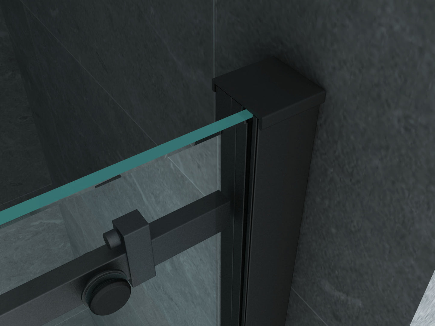 SLIDING SHOWER DOOR 8 MM 1400 X 1950 CM MATT BLACK PROFILE