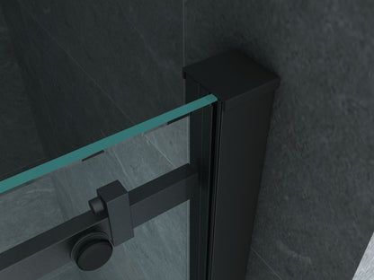 SLIDING SHOWER DOOR 8 MM 1400 X 1950 CM MATT BLACK PROFILE