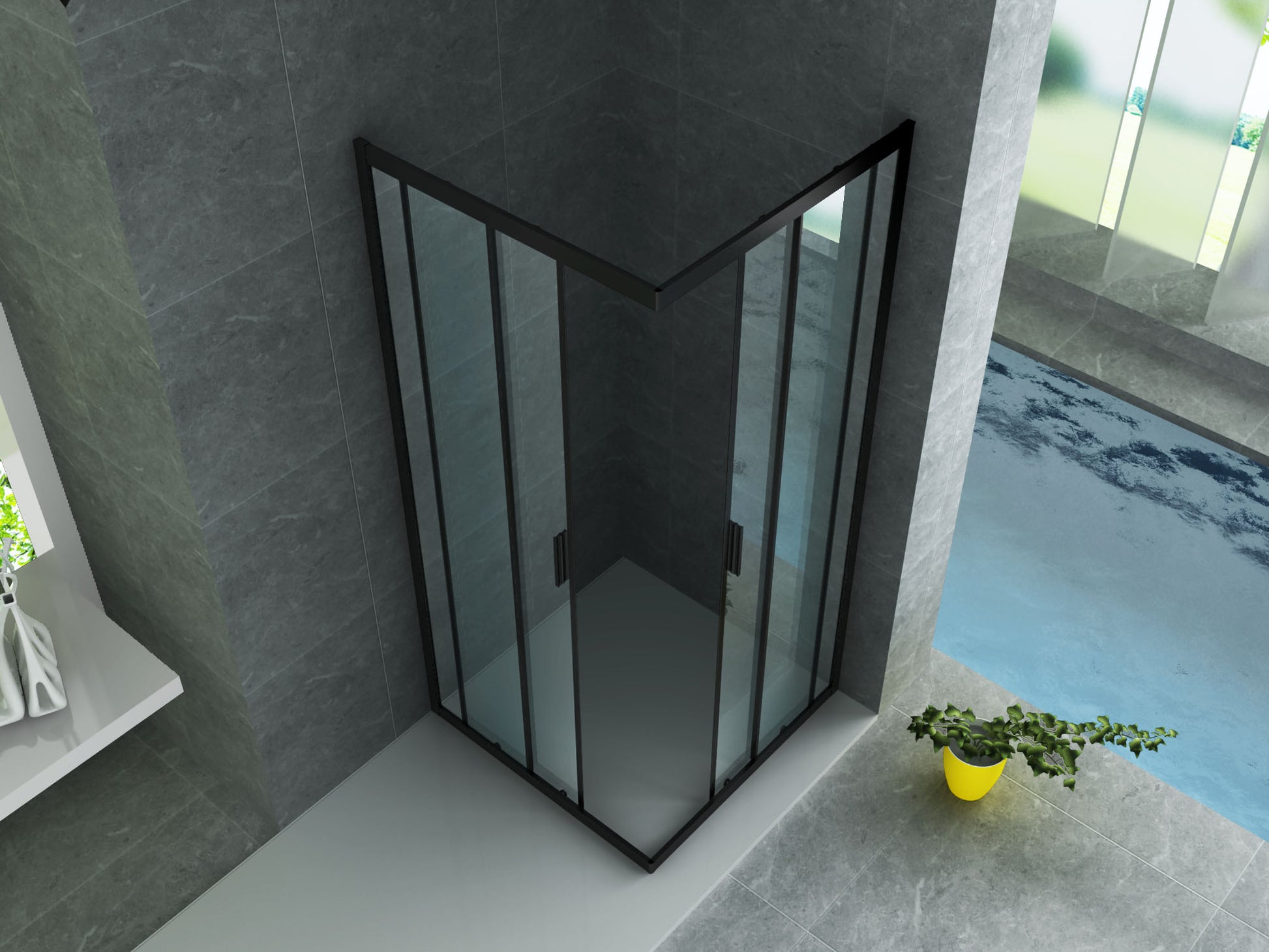 CABINE DE DOUCHE 6 MM 900 X 900 X 1900 CM PROFIL MAT NOIR, Debrico, magasin de matériaux de construction sur Bruxelles