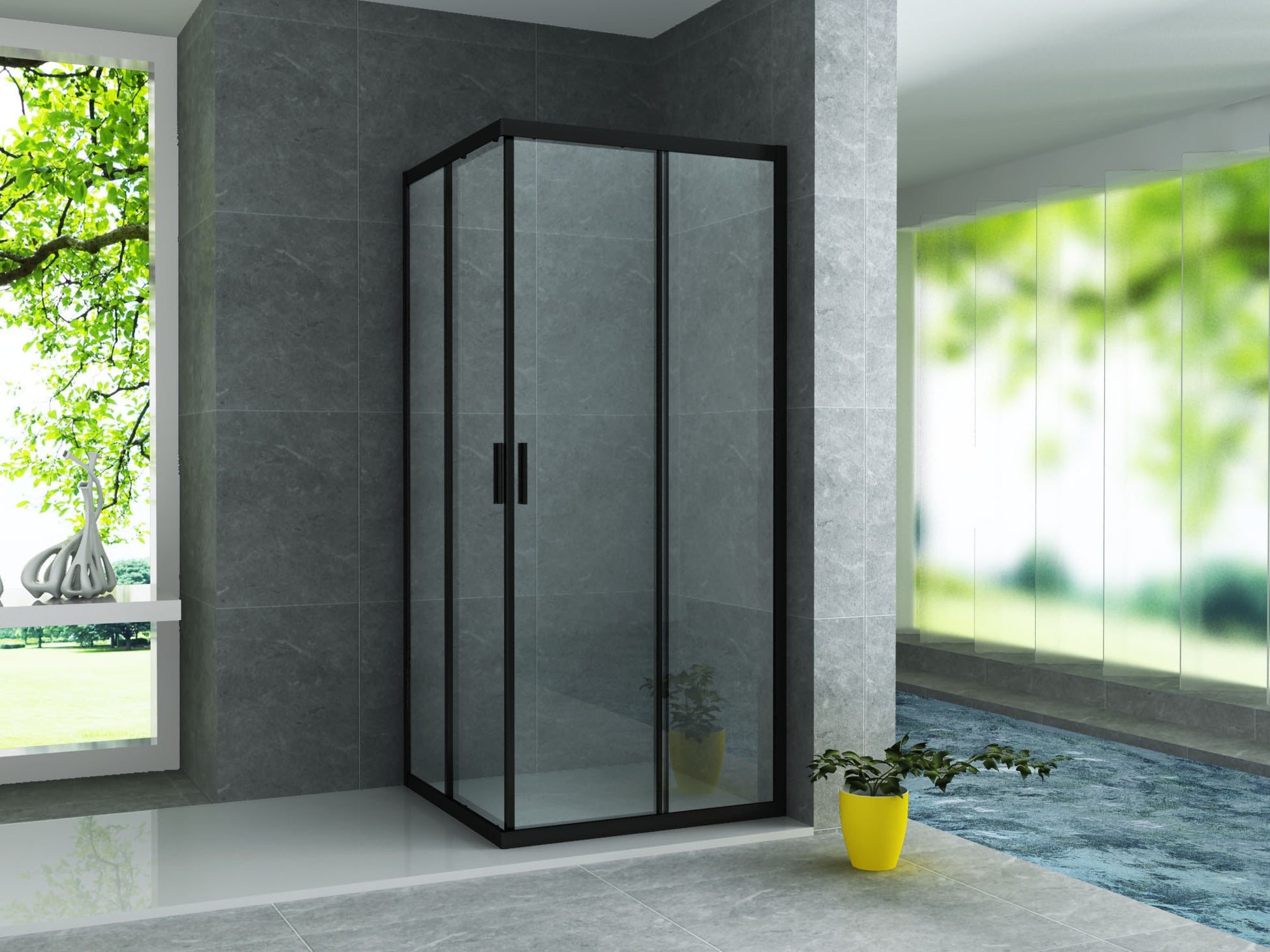 CABINE DE DOUCHE 6 MM 900 X 900 X 1900 CM PROFIL MAT NOIR, Debrico, magasin de matériaux de construction sur Bruxelles