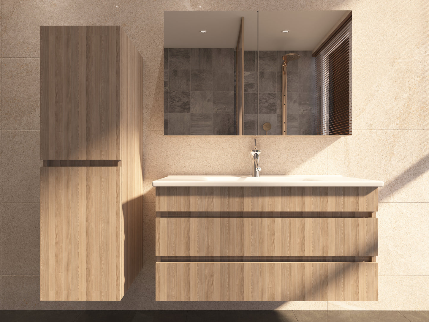 Debrico, magasin de matériaux de construction sur Bruxelles, MEUBLE SALLE DE BAIN EVORA - SAPIN -  80 cm, 