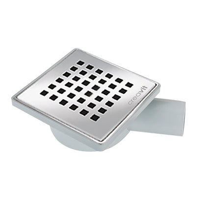 CREAVIT SIPHON DE SOL PVC AVEC GRILLE INOX 15 X 15 Ø 50
