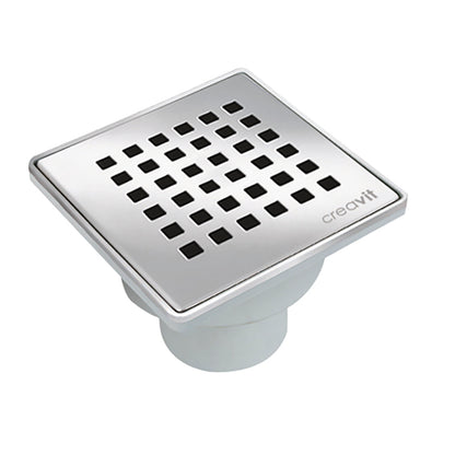 CREAVIT SIPHON DE SOL PVC AVEC GRILLE INOX 15 X 15 Ø 50