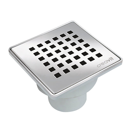 CREAVIT PVC FLOOR DRAIN WITH STAINLESS STEEL GRID 15 X 15 Ø 50 