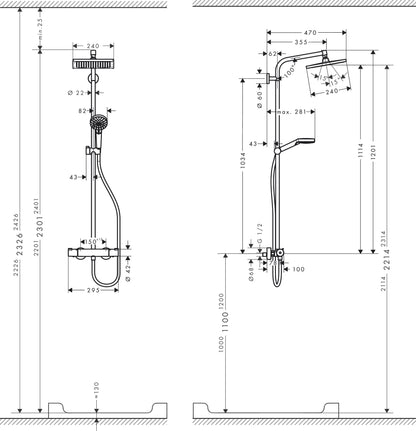 Hansgrohe Crometta E240 colonne de douche, Debrico, magasin de matériaux de construction à Bruxelles