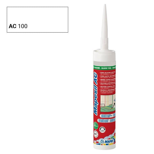 MAPEI SILICONE 100 BLANC 310ML, Debrico, magasin de matériaux de construction sur Bruxelles