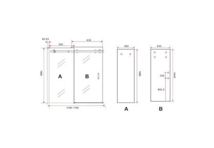 SLIDING SHOWER DOOR 8 MM 1200 X 1950 CM CHROME PROFILE
